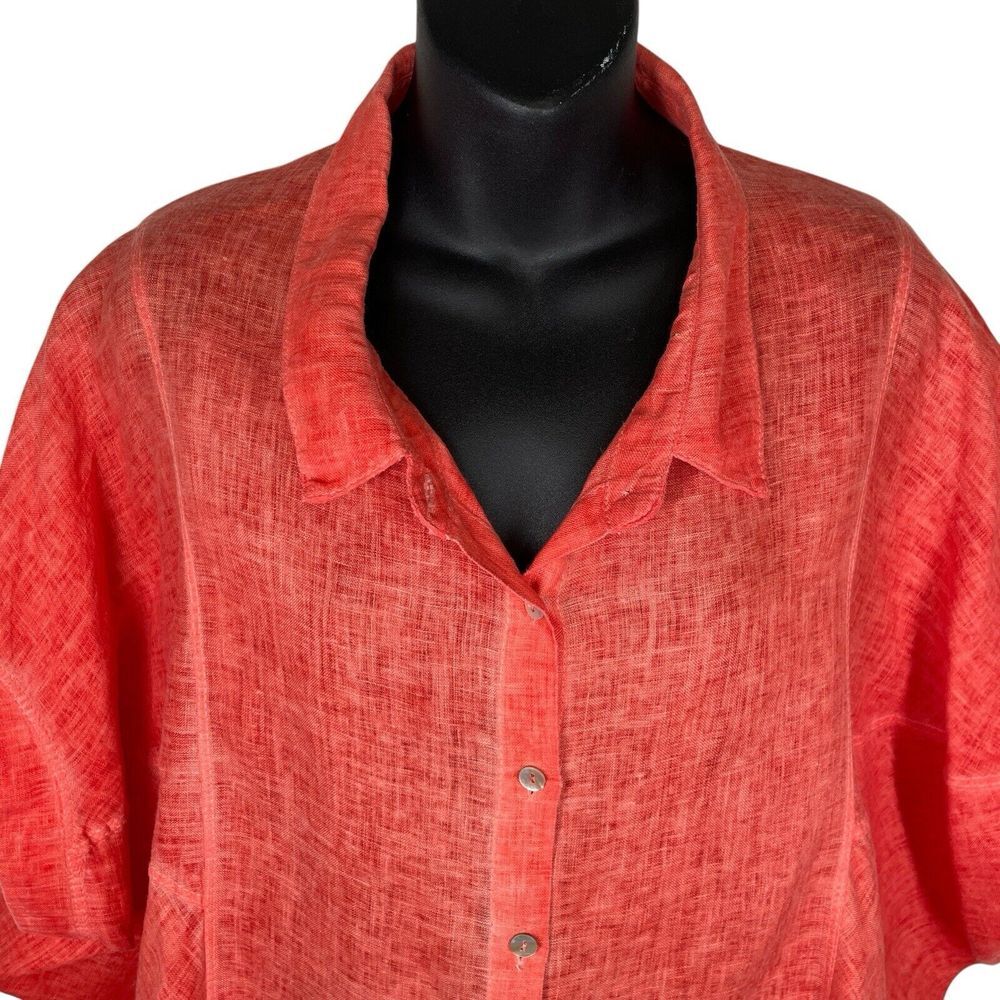 Inizio Made in Italy Womens Button Up Shirt Linen Cap Sleeve Size Med 100% Linen - Picture 9 of 15